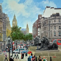 Life in Motion London by Torabi - Original Painting on Box Canvas sized 36x36 inches. Available from Whitewall Galleries